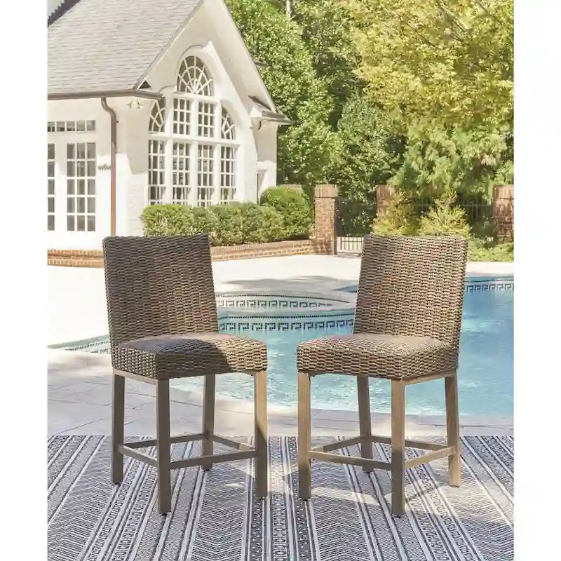 Signature Design by Ashley Walton Bridge Driftwood Outdoor Bar Stool (Set of 2) - 20.38 W x 26.88 D x 44.5 H