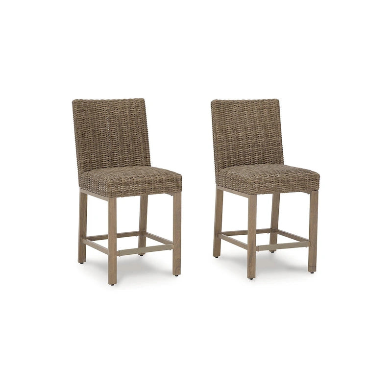 Signature Design by Ashley Walton Bridge Driftwood Outdoor Bar Stool (Set of 2) - 20.38 W x 26.88 D x 44.5 H