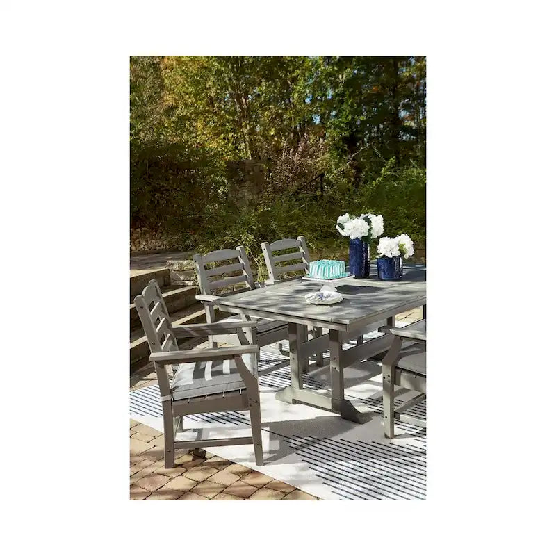 Signature Design by Ashley Visola Gray Rectangular Outdoor Poly All Weather Dining Table Only - 72W x 42D x 29H