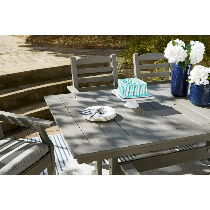 Signature Design by Ashley Visola Gray Rectangular Outdoor Poly All Weather Dining Table Only - 72W x 42D x 29H