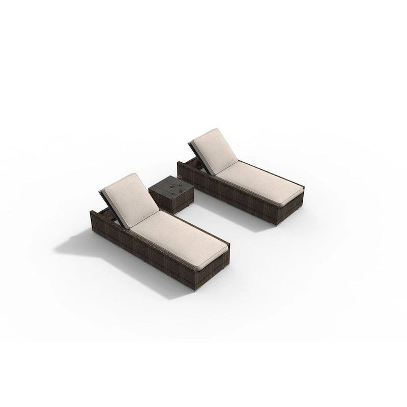 Moda Furnishings 3-piece Patio Wicker Adjustable Chaise Lounge Set Sunbed Daybed(Including the rain cover)