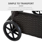 Outsunny Reclining Chaise Lounge Chair, Thickly Cushioned, Headrest, Armrests, Rolling Outdoor PE Rattan Sun Bathing Chair