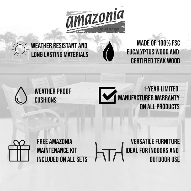 Amazonia Teak Giacomo 5-piece Extendable Patio Dining Set - 5 Piece