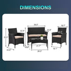 Pax Modern 4-Piece Rattan Outdoor Conversation Seating Set by Furniture of America