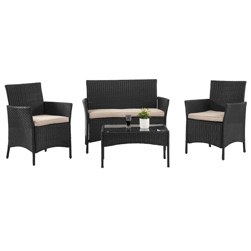 Pax Modern 4-Piece Rattan Outdoor Conversation Seating Set by Furniture of America