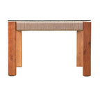 SEI Furniture Belen Contemporary Natural Acacia Wood Cocktail Table with Glass Top and Rope Detail