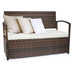 Outdoor Patio Furniture PE Wicker Bench, Rattan Sofa