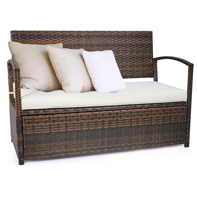 Outdoor Patio Furniture PE Wicker Bench, Rattan Sofa