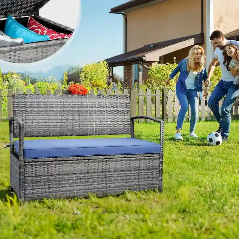 Outdoor Patio Furniture PE Wicker Bench, Rattan Sofa