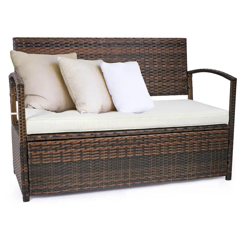 Outdoor Patio Furniture PE Wicker Bench, Rattan Sofa