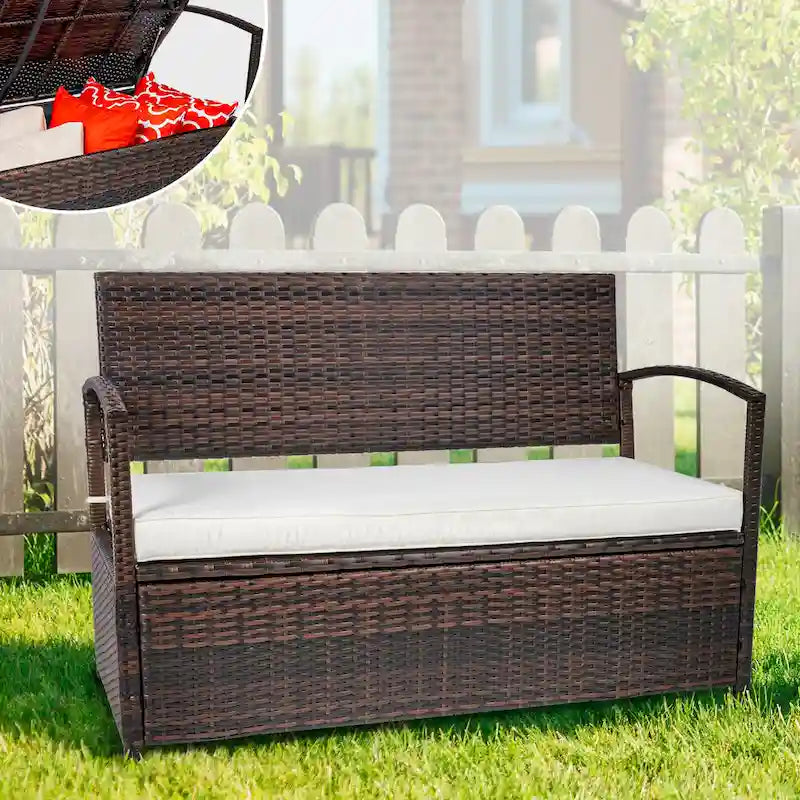Outdoor Patio Furniture PE Wicker Bench, Rattan Sofa