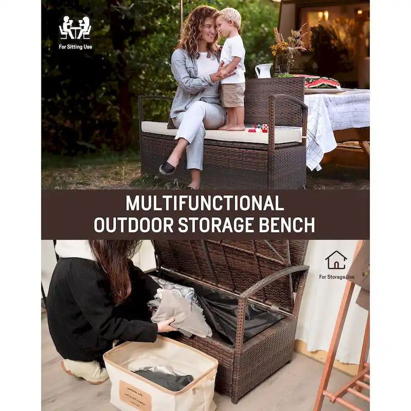 Outdoor Patio Furniture PE Wicker Bench, Rattan Sofa