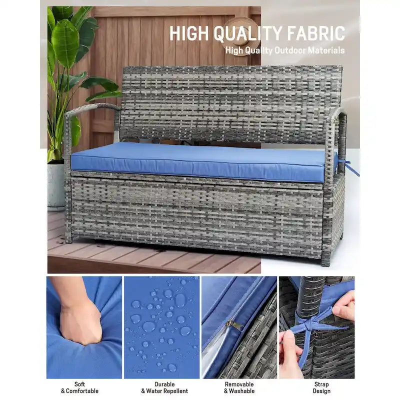 Outdoor Patio Furniture PE Wicker Bench, Rattan Sofa