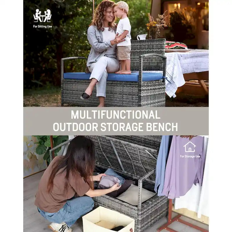 Outdoor Patio Furniture PE Wicker Bench, Rattan Sofa