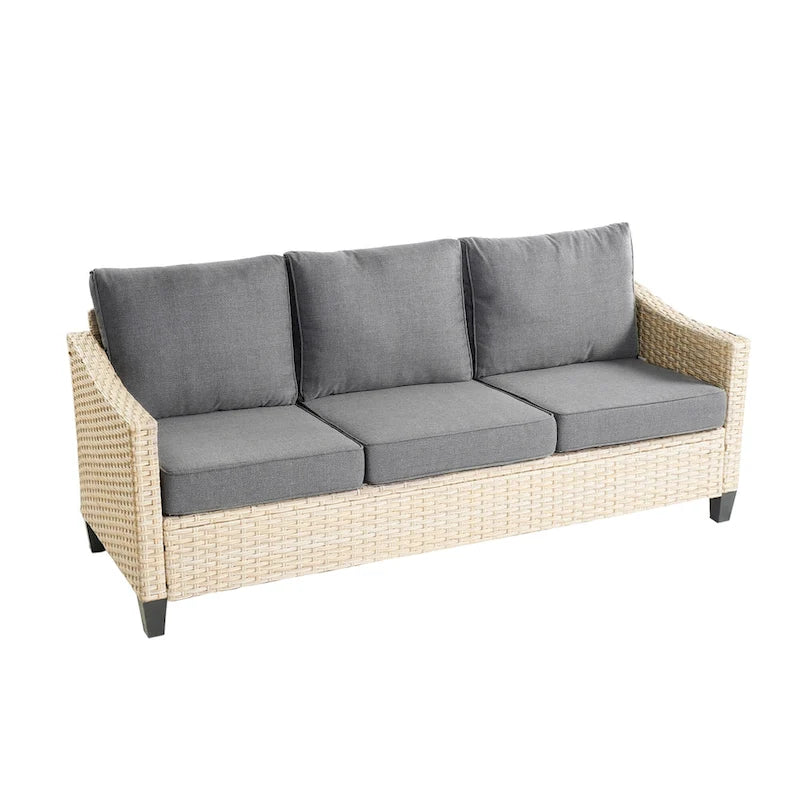 HOOOWOOO 8-piece Wicker Patio Furniture Conversation Set with Fire Pit Table