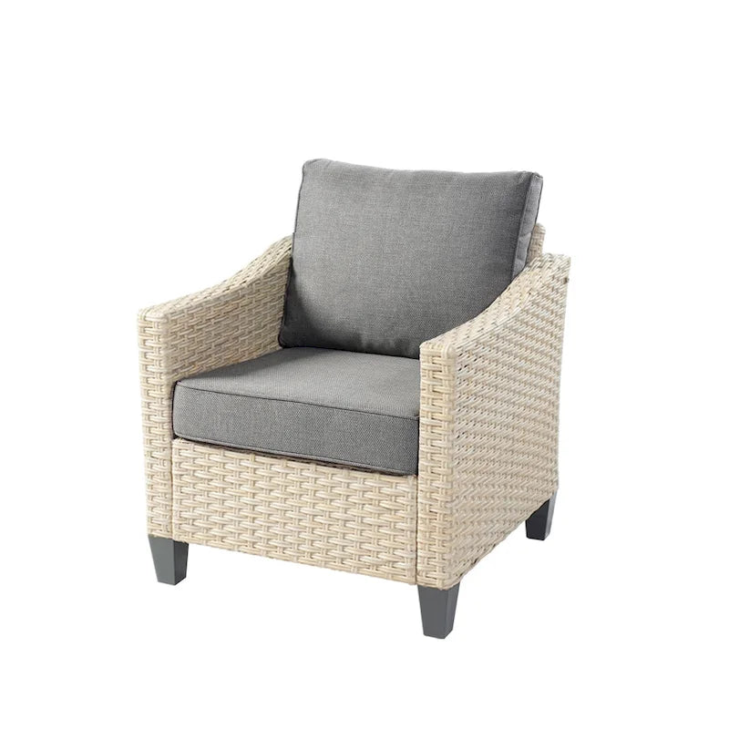 HOOOWOOO 8-piece Wicker Patio Furniture Conversation Set with Fire Pit Table