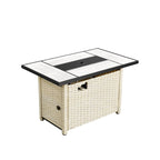 HOOOWOOO 8-piece Wicker Patio Furniture Conversation Set with Fire Pit Table