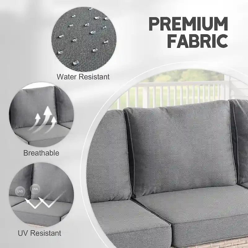 HOOOWOOO 8-piece Wicker Patio Furniture Conversation Set with Fire Pit Table