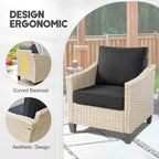 HOOOWOOO 8-piece Wicker Patio Furniture Conversation Set with Fire Pit Table