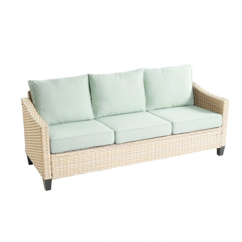 HOOOWOOO 8-piece Wicker Patio Furniture Conversation Set with Fire Pit Table