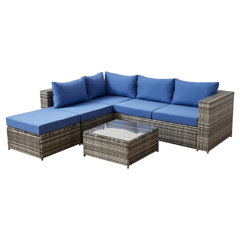Wicker/Rattan 5 - Person Seating Group with Cushions