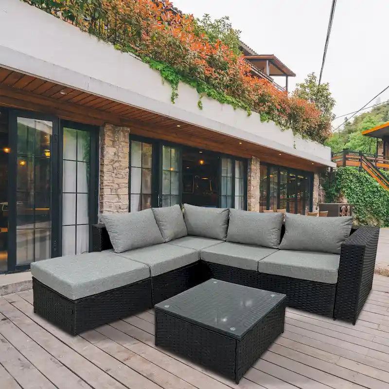 Wicker/Rattan 5 - Person Seating Group with Cushions