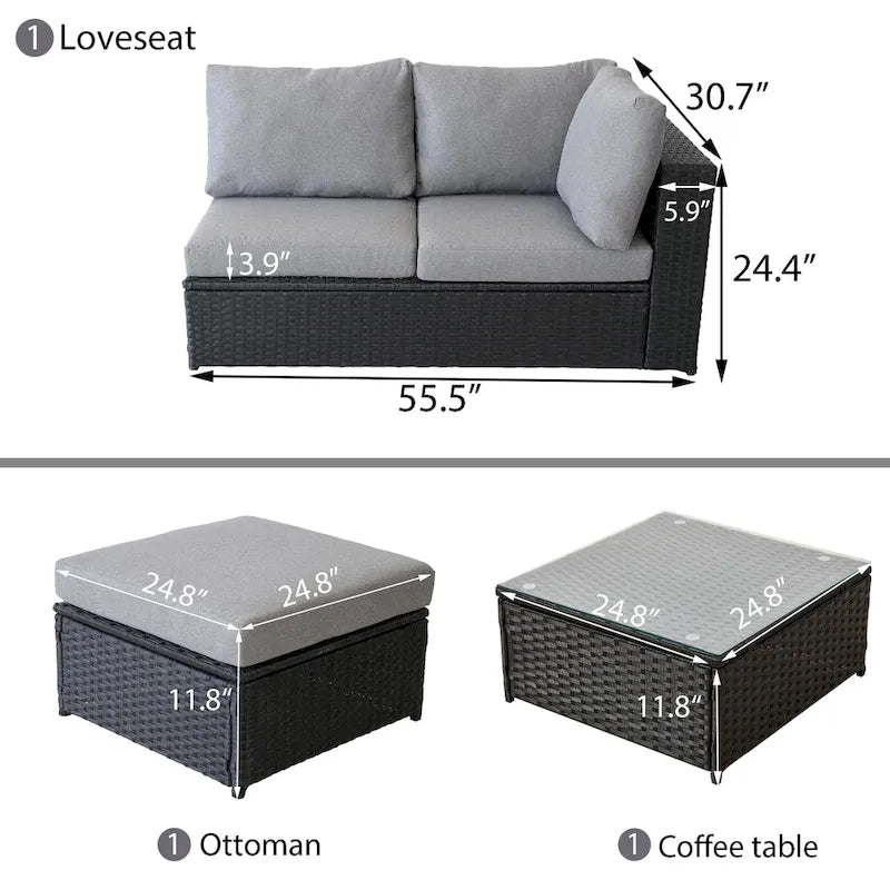 Wicker/Rattan 5 - Person Seating Group with Cushions