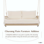 Outdoor Woven Rope Swing Sofa with Soft Cushions