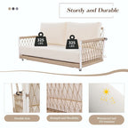 Outdoor Woven Rope Swing Sofa with Soft Cushions