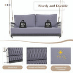 Outdoor Woven Rope Swing Sofa with Soft Cushions