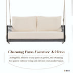 Outdoor Woven Rope Swing Sofa with Soft Cushions