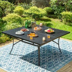 9 Pieces Patio Dining Set, 60 Inch Square Metal Table and Sling Dining Chairs Seats Up to 8