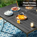 9 Pieces Patio Dining Set, 60 Inch Square Metal Table and Sling Dining Chairs Seats Up to 8