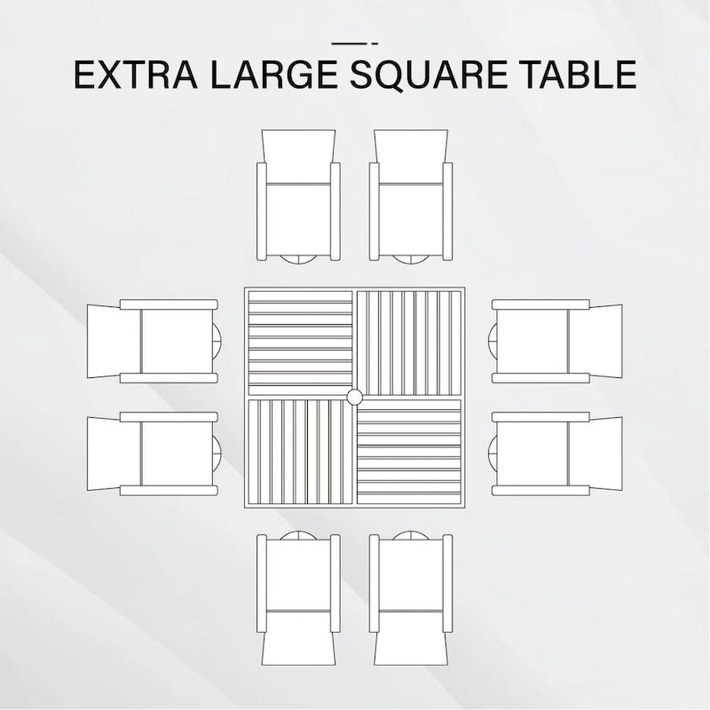 9 Pieces Patio Dining Set, 60 Inch Square Metal Table and Sling Dining Chairs Seats Up to 8