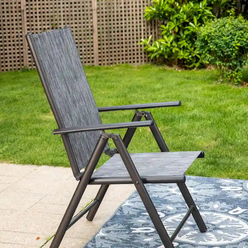 9 Pieces Patio Dining Set, 60 Inch Square Metal Table and Sling Dining Chairs Seats Up to 8