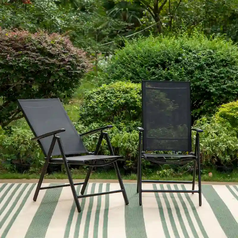 9 Pieces Patio Dining Set, 60 Inch Square Metal Table and Sling Dining Chairs Seats Up to 8