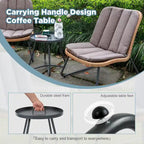 Patio Furniture Sets Rattan Wicker Outdoor Bistro Sets with Cushions (Set of 3) - 23.23L x 29.53W x 32.28H