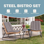 Patio Furniture Sets Rattan Wicker Outdoor Bistro Sets with Cushions (Set of 3) - 23.23L x 29.53W x 32.28H