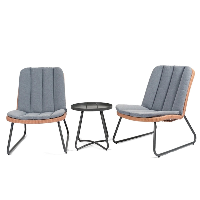 Patio Furniture Sets Rattan Wicker Outdoor Bistro Sets with Cushions (Set of 3) - 23.23L x 29.53W x 32.28H