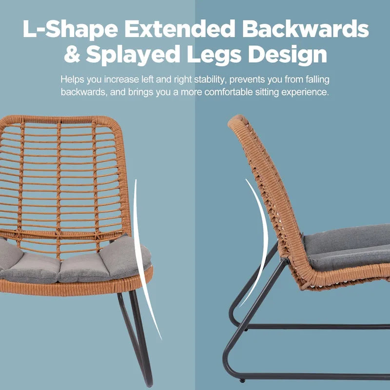 Patio Furniture Sets Rattan Wicker Outdoor Bistro Sets with Cushions (Set of 3) - 23.23L x 29.53W x 32.28H