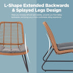 Patio Furniture Sets Rattan Wicker Outdoor Bistro Sets with Cushions (Set of 3) - 23.23L x 29.53W x 32.28H