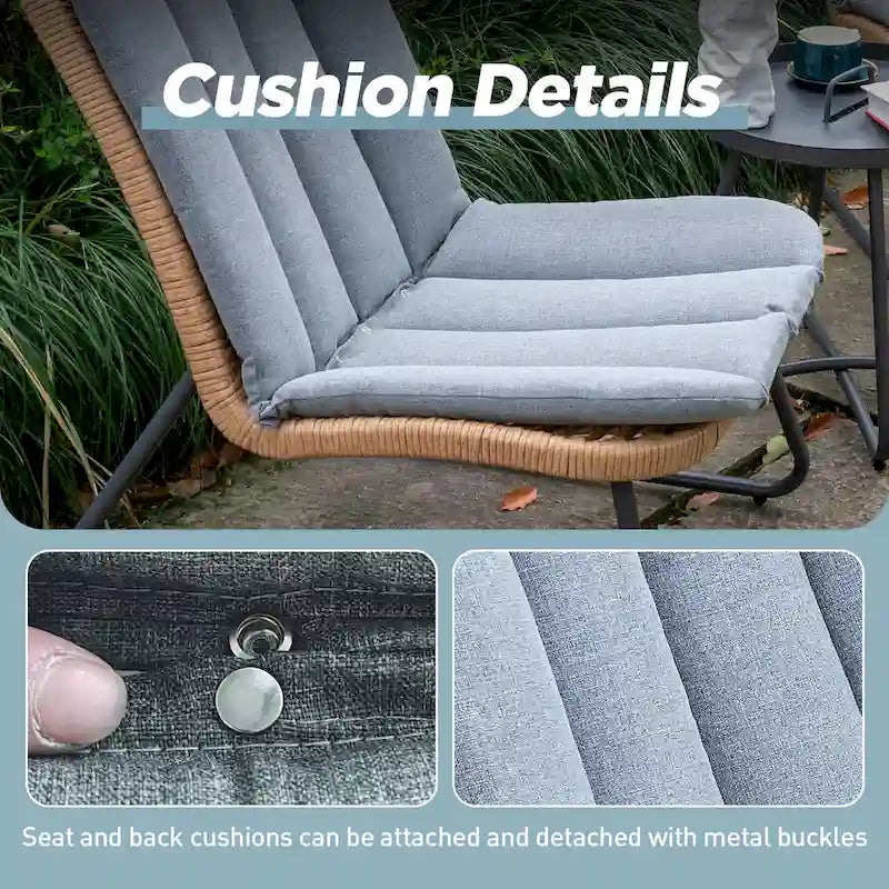 Patio Furniture Sets Rattan Wicker Outdoor Bistro Sets with Cushions (Set of 3) - 23.23L x 29.53W x 32.28H