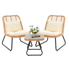 Patio Furniture Sets Rattan Wicker Outdoor Bistro Sets with Cushions (Set of 3) - 23.23L x 29.53W x 32.28H