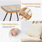 Patio Furniture Sets Rattan Wicker Outdoor Bistro Sets with Cushions (Set of 3) - 23.23L x 29.53W x 32.28H