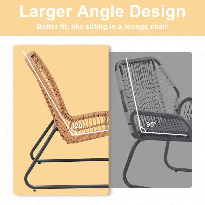 Patio Furniture Sets Rattan Wicker Outdoor Bistro Sets with Cushions (Set of 3) - 23.23L x 29.53W x 32.28H