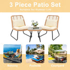 Patio Furniture Sets Rattan Wicker Outdoor Bistro Sets with Cushions (Set of 3) - 23.23L x 29.53W x 32.28H