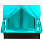Outdoor Patio Wicker Sunbed Daybed with Cushions