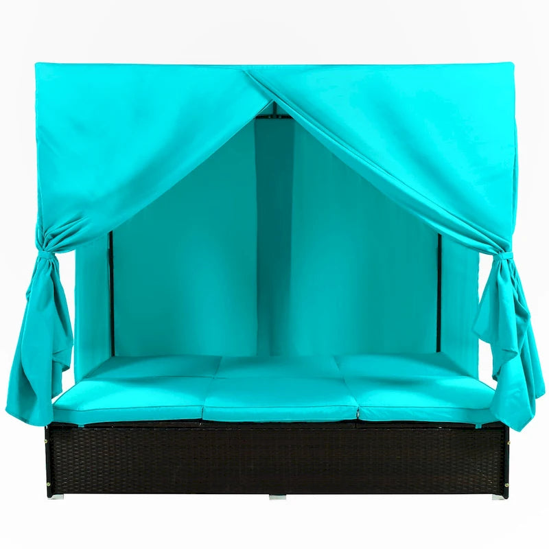 Outdoor Patio Wicker Sunbed Daybed with Cushions