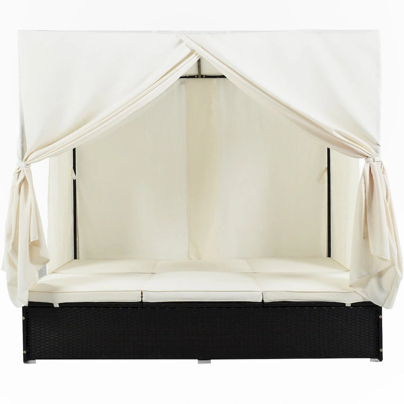 Outdoor Patio Wicker Sunbed Daybed with Cushions