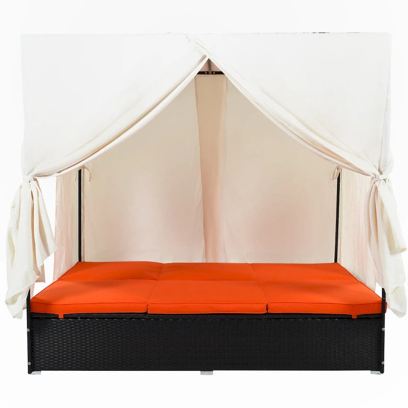 Outdoor Patio Wicker Sunbed Daybed with Cushions